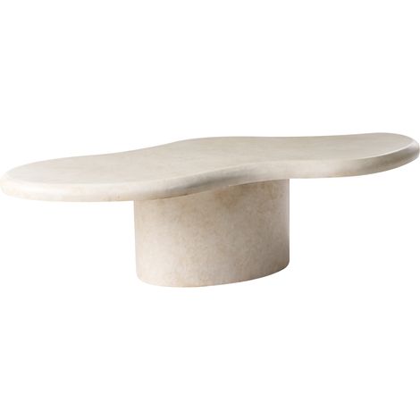 Mesa de centro de MgO forma irregular resistente al óxido agua y viento 120 x 57 cm beige Conza