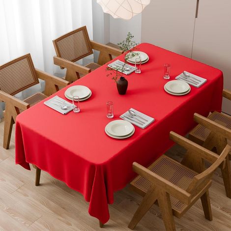 Abwaschbare Tischdecke Rechteckig 140x220cm Rot Polyester, Fleckschutz