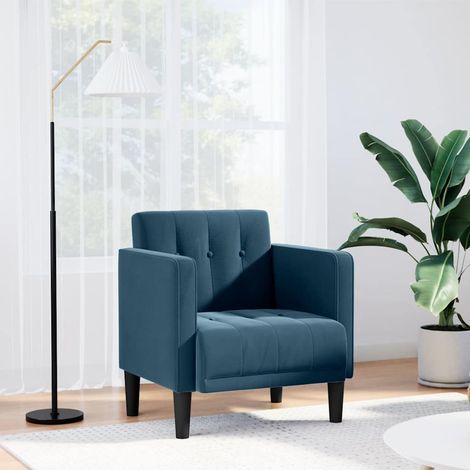 vidaXL Fauteuil canapé avec accoudoirs velours bleu 53 cm (1/5)