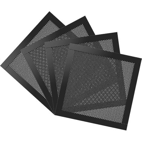 Filtre à poussière 140 mm pour ventilateur d'ordinateur, [Lot de 4] Grille de protection magnétique pour ventilateur PC, couvercle en PVC anti-poussière, noir (1/5)