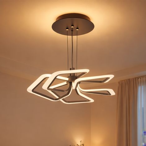 Lustre LED Suspendu avec Telecommande 103W Lumiere Gradable Noir (1/5)