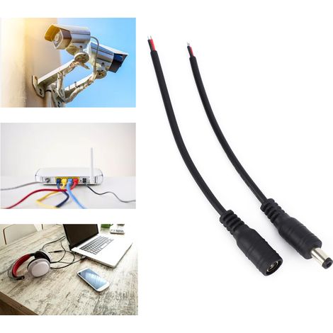 5 paires de connecteurs jack d'alimentation CC mâles/femelles 5,5 x 2,1 mm (noir) (1/5)