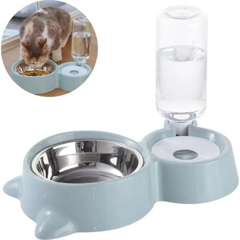 Distributeur de nourriture automatique pour animaux de compagnie 2 en 1 Bouteille d'eau Anti-éclaboussures Distributeur de nourriture Dispositif de boisson pour chats et chiens (1/4)