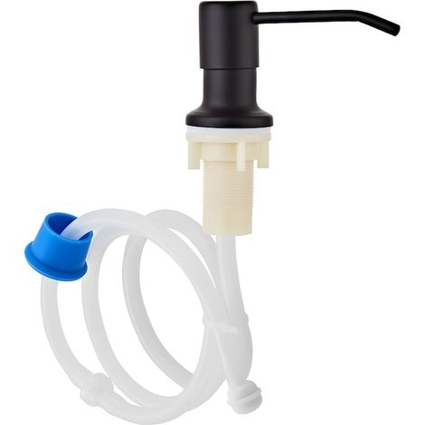 Doseur de savon liquide noir, encastrable pour évier, avec pompe et tuyau flexible, distributeur mural intégré, kit complet pour comptoir de cuisine, robinetterie de dosage pratique. (1/5)