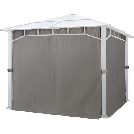 4 Seitenteile für Gartenpavillon Sunset Deluxe 3x3 m - Polyester ca. 180 g/m² mit Reißverschluss - dunkelgrau (1/4)