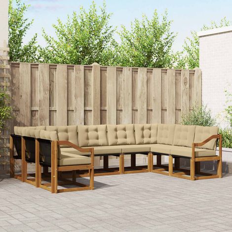 Outdoor-Sofagarnitur 9 pcs Natur und Beige Massivholz Akazie (1/5)