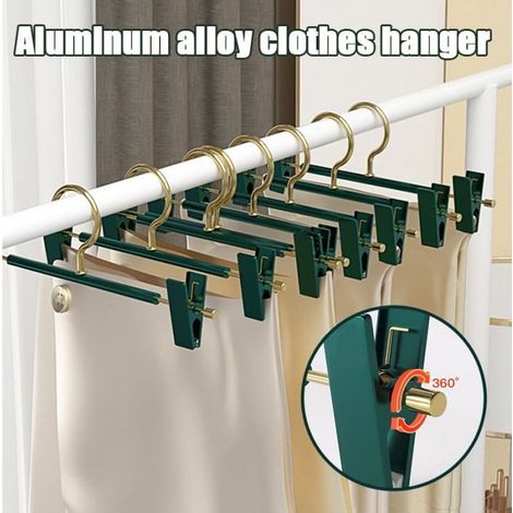 5 pcs Cintres pour pantalons avec aucune trace en alliage d'aluminium, avec clips (1/4)