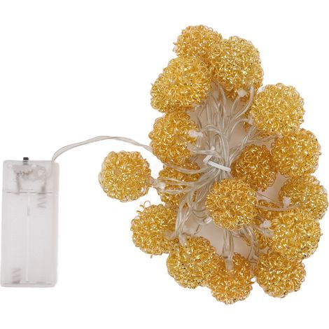 Ortviai Guirlande lumineuse LED en fil de fer doré – 3 m, 20 ampoules chaudes, piles AA (non incluses), décoration fête et Noël (1/5)