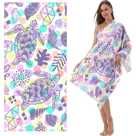 Nouvelle serviette de plage en microfibre, serviette de plage/baignoire absorbante à motif tortue marine imprimable (1/4)