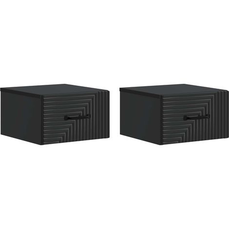 Mesita de Noche de Pared 2 pcs Negro 34,5 x 33 x 20 cm