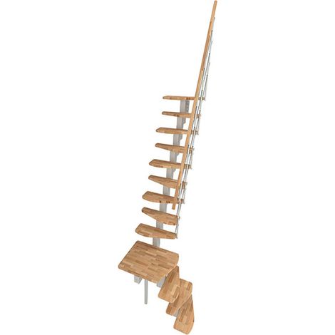 Scala dritta salvaspazio 8 gradini - Altezza raggiungibile 1.52  a 1.83m - Larghezza 65cm - Struttura nera e gradini in legno di faggio - QUATRO-L-SBMHET-8