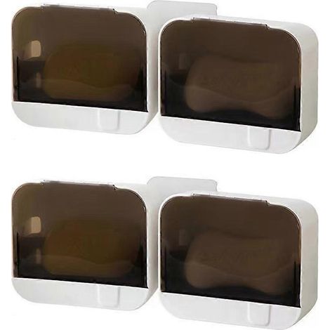 Porte-savon mural, installation sans perçage, boîte de rangement pour savon avec système d'égouttage pour salle de bain, étanche et peu encombrante. (1/5)
