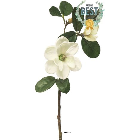 Magnolia du Japon artificiel en tige, H 51 cm Crème - BEST - couleur: Crème (1/3)