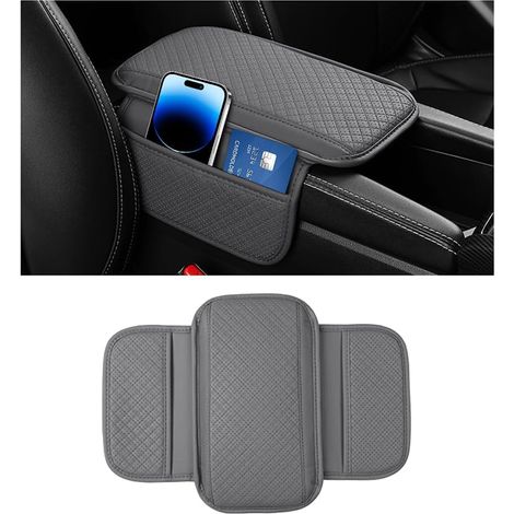 Mittelkonsolenabdeckung fürs Auto, Armlehne mit 2 Ablagefächern, Innenraumschutz, universell passend für SUVs, Limousinen und LKWs, Grau (1/5)