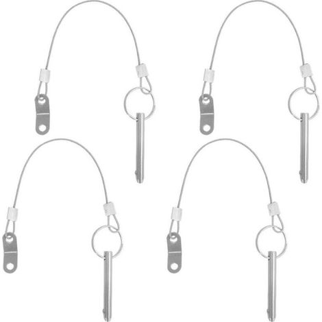 Lot de 4 goupilles à dégagement rapide, diamètre de goupille supérieure de 6 mm, longueur totale de 50 mm,avec cordons en acier inoxydable (1/3)