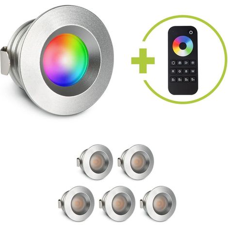 Einbaustrahler Mini flach Torino 3W RGBW IP44 - Farbe: silber - Anzahl: 6x