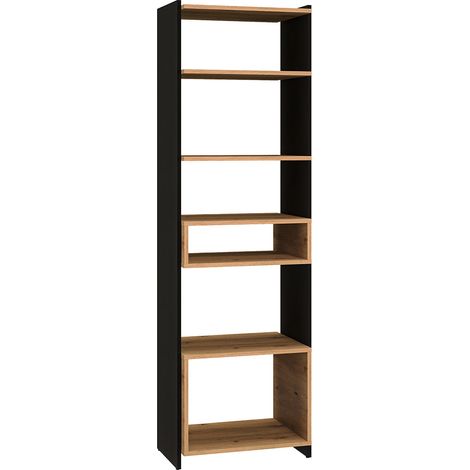 Bibliothèque colonne 7 étagères Tara Bois et Noir (1/3)