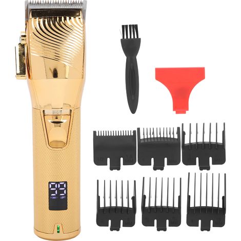 Tondeuse à cheveux rechargeable avec affichage numérique pour hommes, usage professionnel, couleur or (1/5)