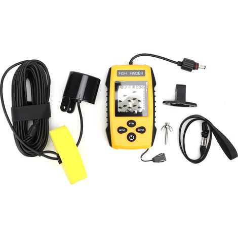 Sondeur de pêche portable TL88 avec écran LCD, détecteur de profondeur de type poisson avec capteur sonar, 0,9-100 mètres, livré sans batterie. (1/5)