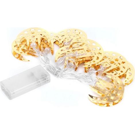 Guirlande lumineuse en forme de lune avec 10 LED, décoration Ramadan et Eid al-Fitr, idéale pour intérieur/extérieur (1/5)