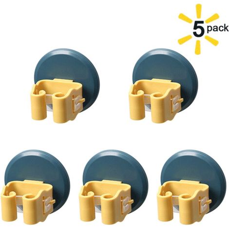Lot de 5 supports de balai à vadrouille, pinces à balai murales, auto-adhésifs sans perçage, crochets utilitaires super antidérapants pour la maison, la salle de bain, la cuisine, le jardin, le garage