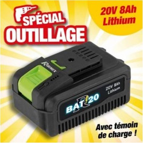 Batterie 20V 8Amp - R-BAT20 - Puissante et Durable - Idéale pour Outils Électriques - D-Work