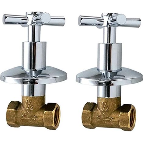 Robinet d'arrêt de douche, vanne de régulation de débit d'eau, pièce de rechange droite encastrée avec poignée en croix, robinets d'arrêt 1/2 pouce NPT, régulateur de pression d'eau (1/4)