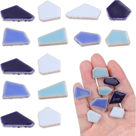 Mosaiksteine Keramik 200g Bruchmosaik Blau für DIY Bastelset Erwachsene & Kinder, Wetterfest