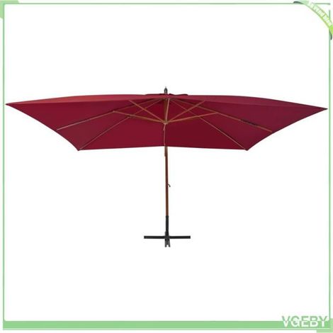 Parasol de jardin suspendu (porte-à-faux) - FAFEICY - 44493 - rouge bordeaux - 400x300 cm - mât en bois (1/4)