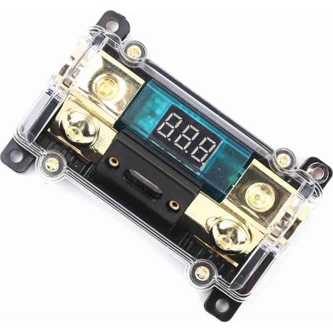 Distribuidor de potencia de audio para automóviles con pantalla digital y protección de 4 fusibles (250 A máx.)