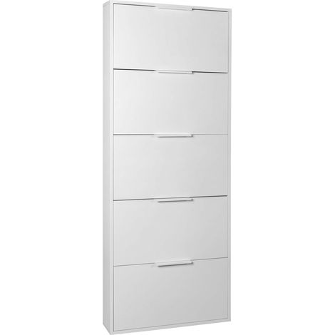 Composad Scarpiera Slim della Linea ESPRESSO con 5 Ribalte, Scarpiera Salva spazio, per Ingresso, Ripostiglio, Portascarpe, (LxAxP) 65x173,5x15 cm, Colore Bianco, Made in Italy (1/4)