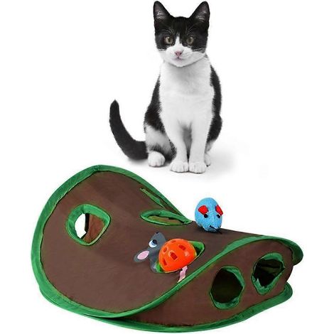 Jeu de cache-cache interactif pour animaux de compagnie, tunnel à 9 trous pour la chasse à la souris, jouet d'intelligence --