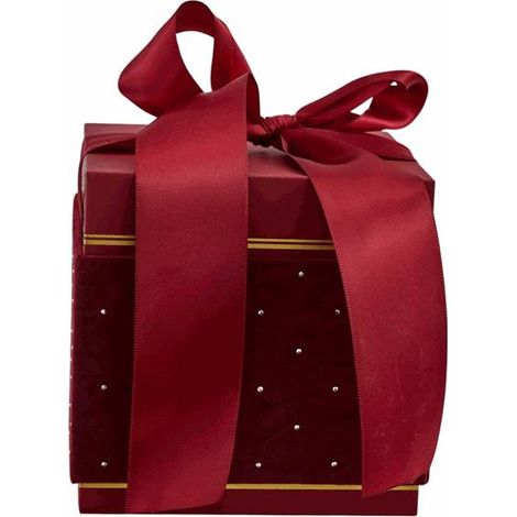 L'Arcolaio Scatola Natalizia Quadrata in Velluto Piccola Velvet Red 12,7x12,7X12,3 Cm