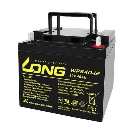 Long WPS40-12 WPS40-12 Batterie au plomb 12 V 40 Ah plomb (AGM) (l x H x P) 199 x 171 x 166 mm raccord à vis M6 certification VdS, auto-décharge ré Y860092 (1/2)