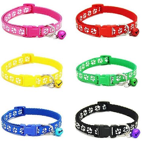 Collar ajustable para mascotas con cascabel para perros pequeños, 6 unidades, colores surtidos. (1/5)