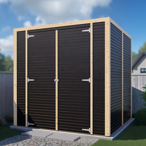 Abri de jardin bois Bertilo Fineline 18mm 4,20m² noir (1/5)