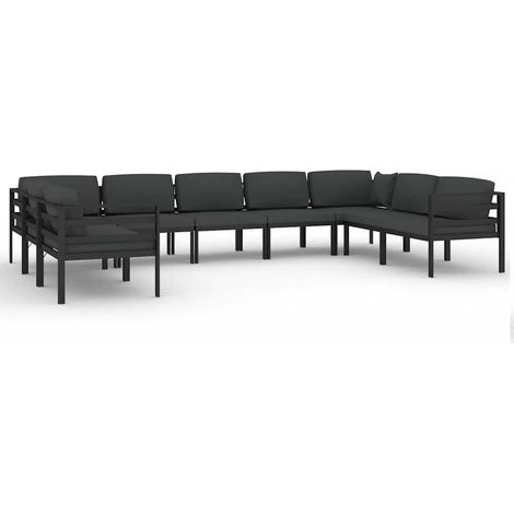 Maison Exclusive - Set muebles de jardín 9 pzas y cojines alumini (1/5)