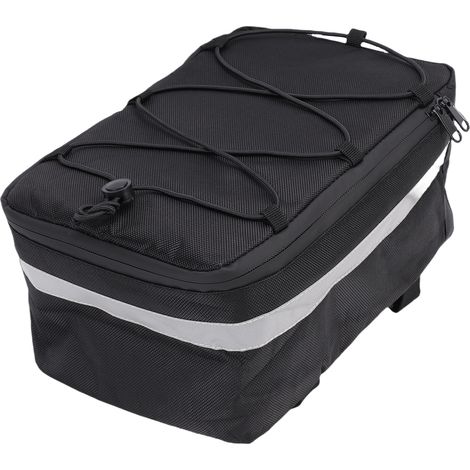 Sac de rangement arrière vélo en tissu Oxford déperlant 1680D avec bande réfléchissante, sac coffre cyclisme urbain domicile-travail noir 30x18x14 cm (1/5)