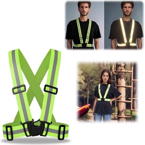 Gilet de sécurité Bandes réfléchissantes élastiques Gilet de signalisation nocturne (5053 cm Jaune Vert) (1/5)