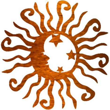 Toivize-Décoration Murale Métal - Soleil Lune - Acier Jaune 25x25cm - Art Mural Solaire (1/4)