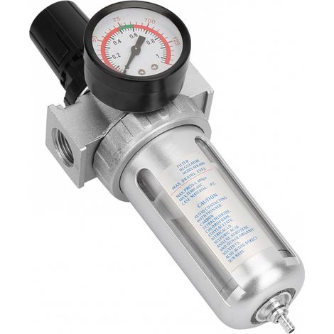 Luftdruckregler, Luftfilter, Kompressor mit Manometer, BSP 1/2", Luft-Wasser-Abscheiderfilter, Feuchtigkeitsabscheider, Druckregler (1/4)