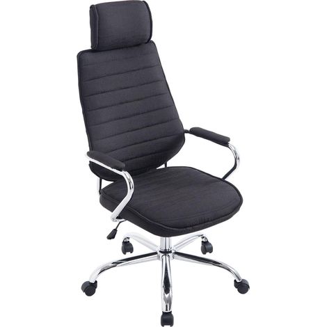 Fauteuil de bureau hauteur réglable pivotant mécanisme de bascule tissu noir et métal chromé 100002621 (1/5)