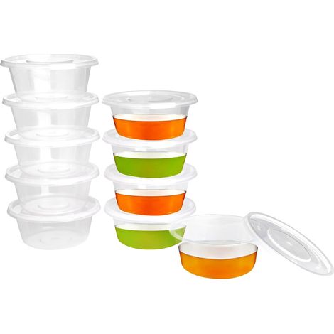 50 tarros de plástico reutilizables, aptos para microondas, de 60 ml (2 oz) con tapa, para salsas, condimentos y cremas.
