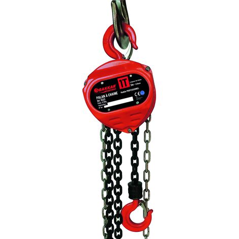 Drakkar Equipement – Palan à chaîne pro 1T – Charge max 1 tonne – Hauteur de levage 3m – Crochet tournant 360° – Acier robuste pour conditions difficiles (1/3)
