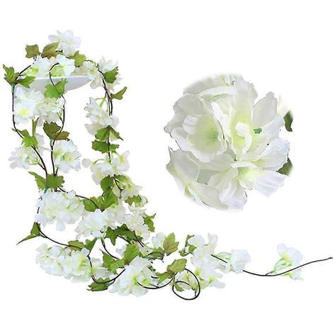 2 paquets de fleurs artificielles de cerisier, plantes, lierre artificiel, feuilles vertes suspendues, couronnes en soie, décorations artistiques pour mariage, bleu (1/5)