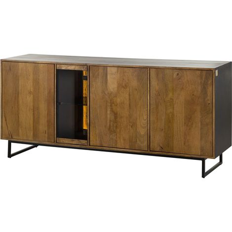 Credenza in legno di Mango / Legno riciclato 180x47x81 Laccato / nero / naturale DAVIS 21