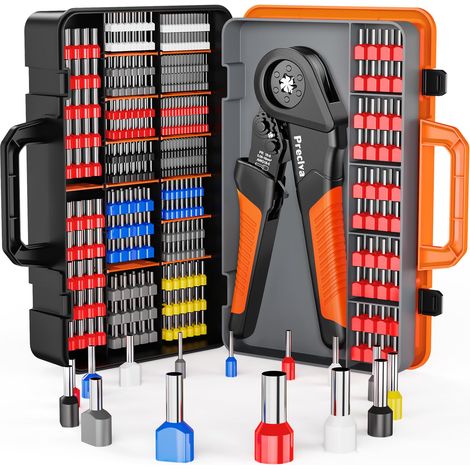 0.08-16mm² Pince à Sertir, Hexagone Pince a Sertir avec 1300 Cosses Electriques (350 Double Embouts) Outil de Sertissage Pince à Cliquet pour Câbles Isolés/Non Isolés, avec Boîte de Rangement (1/5)