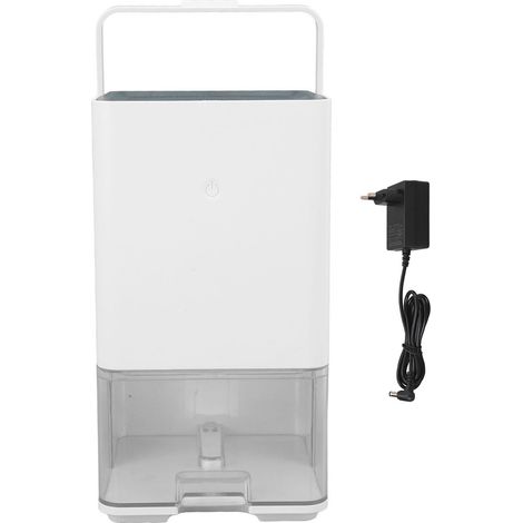 Déshumidificateur d'intérieur portable et silencieux, capacité de 1,2 litre (40,6 oz), éclairage LED 7 couleurs, capacité de 37 m² (400 pi²), alimentation 100-240 V (prise européenne). (1/5)