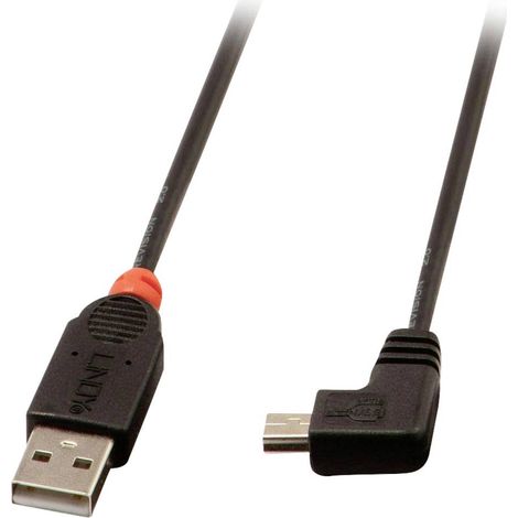 Cavo Lindy USB 2.0 A/Mini-B angolato a 90°, 2 m, 31972 (1/4)