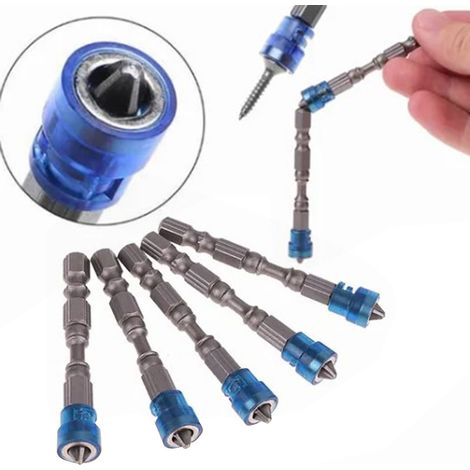 Lot de 5 embouts de tournevis magnétiques cruciformes professionnels robustes, bleus, 65 mm (1/5)